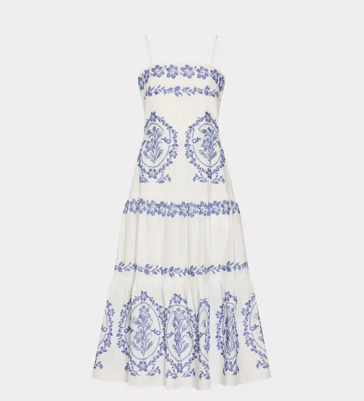 Lela Embroidered Midi Dress